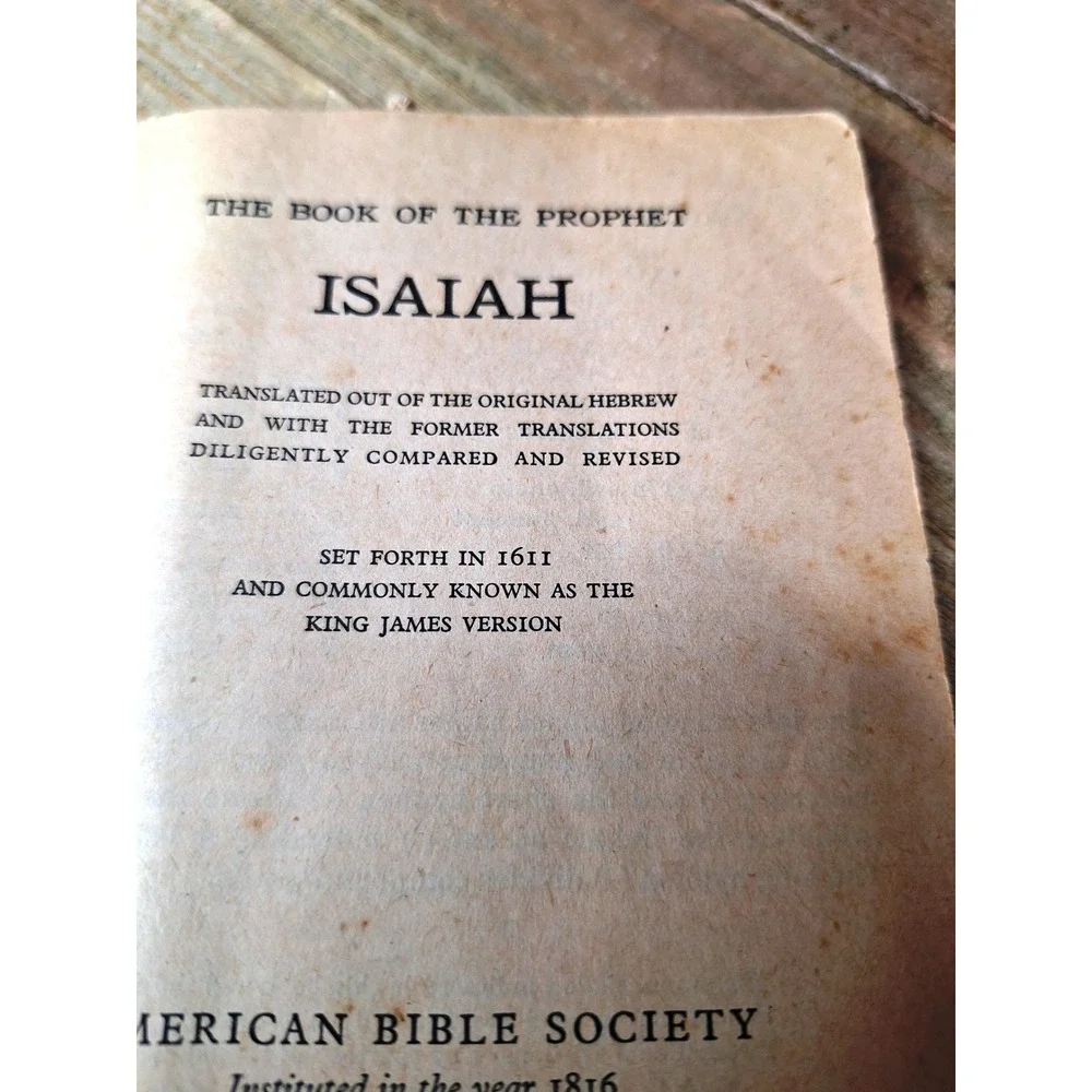 AntiqueAmerican Bible Society The Book of the Prophet Isaiah KJV Pocket Bible